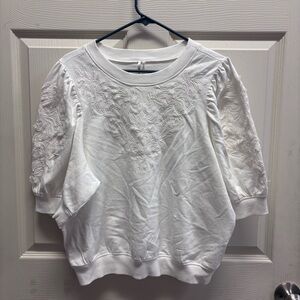 Anthropologie Embroidered Puff Sleeve Sweatshirt (L)